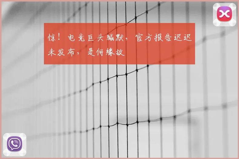 惊！电竞巨头缄默，官方报告迟迟未发布，是何缘故